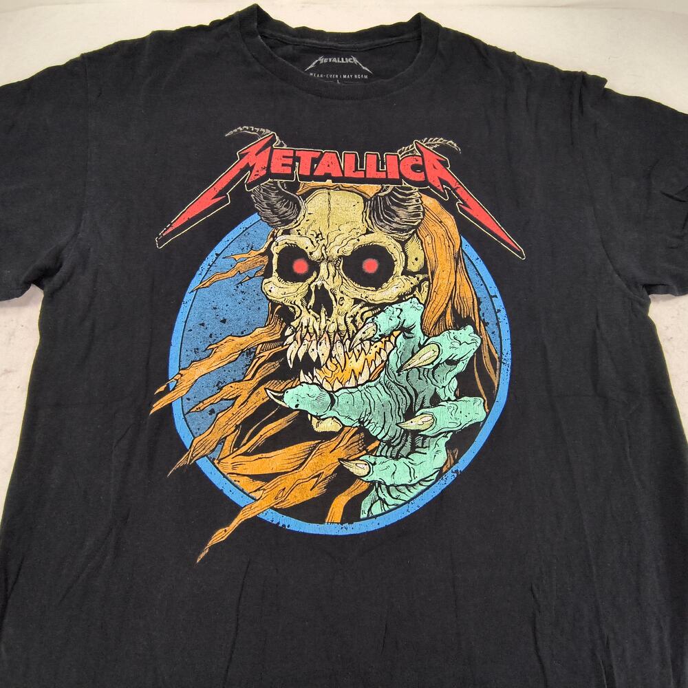 Metallica Band Graphic Crew Neck Short Sleeve Shirt Mens Size Large L Black
